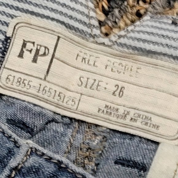 Free People Faded Pleated Trouser Denim Jeans Size 26 - Picture 7 of 15